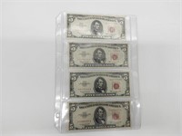 (4) $5.00 red seal notes