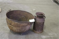 27" Cauldron & Milk Can