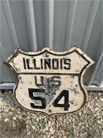 ILLINOIS US 54 METAL ROAD SIGN