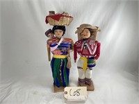 Vintage Latino Folk Art Dolls Set Of 2