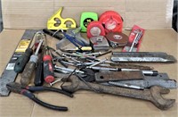 TOOL LOT*TAPE MEASURES *LEVELS* CHISELS *MORE