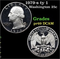 Proof 1979-s ty 1 Washington Quarter 25c Grades GE