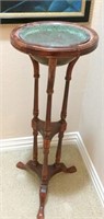 Wood Pedestal with Copper Bowl