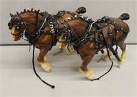 Pair of Breyer Clydsdale Horses Fancy Leather Work