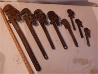 (8) Adjustable Pipe Wrenches