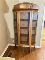 Antique Oak Curved china cabinet with mirror