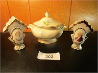 Porcelain Geo and Martha Washington Vases