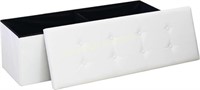 OmponX 43 Ottoman Bench  White  Faux Leather