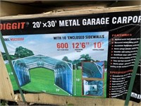 unused All Steel Carport, 2024 Diggit 20'x30'x12.6