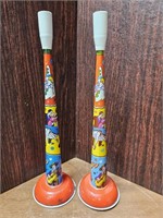 TWO VINTAGE US METAL TOY MFG NEW YEAR'S EVE HORN