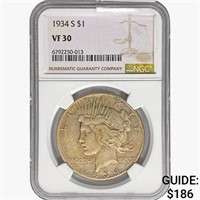 1934-S Silver Peace Dollar NGC VF30