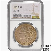 1891-S Morgan Silver Dollar NGC AU58