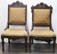 Pair of Antique 1880's EASTLAKE Victorian Chairs
