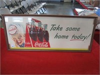 "Take Some Home Today" Coke Coca-Cola Framed Sign