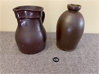 Pair Brown Stoneware
