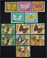 Poland, Mongloia Butterfly Stamp Sets; Postal Hist