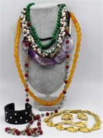 A collection of costume and beaded jewellery.