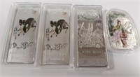 Lot of 4 Silver Colored Commemorative Bars