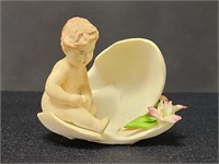 CAPODIMONTE PORCELAIN BABY CHERUB ON BROKEN EGG