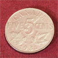1931 Canada 5 Cent Coin