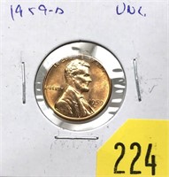 1959-D Lincoln cent, Unc.