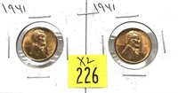 x2- 1941 Lincoln cents, Unc. -x2 cents -sold by