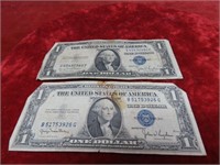(2)1935D $1 Dollar silver certificate US
