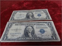 (2)1935C $1 Dollar silver certificate US
