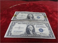 (2)1935F $1 Dollar silver certificate US