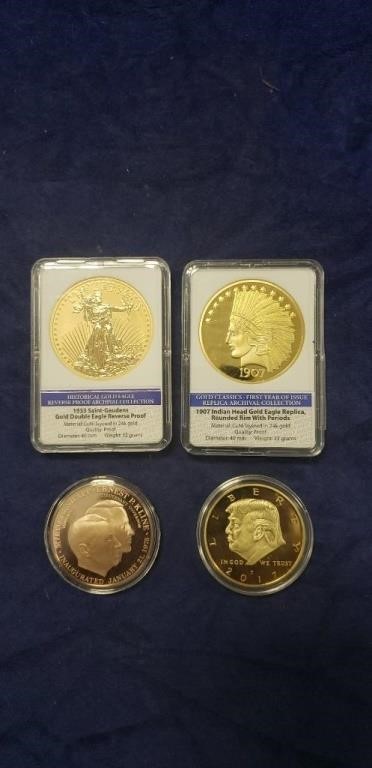 (4) Assorted Replica Coins (Review Photos For
