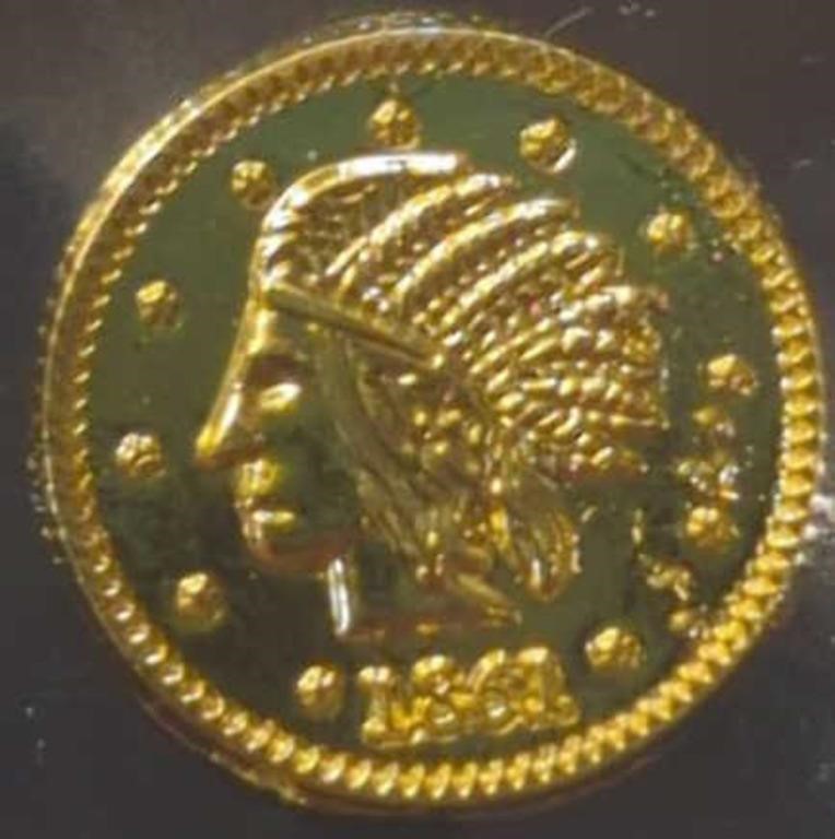 1861 1/4 California gold token