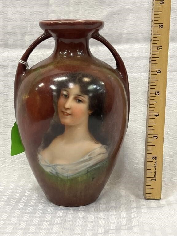 German Handled Portrait Vase