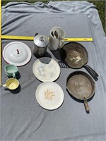 Coffee Pot, Frying pans, plates, cups