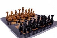 Radicaln Marble Chess Set 15 Inches Black and Gol