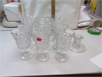 12 Vintage American Fostoria Goblets & 1 Candle