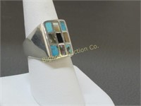 Native American Ring Size 8.75 Multi Stone Inlay