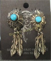 Native American Earrings Turquoise,Sterling Silver