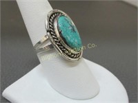 Native American Ring Size 9.5 Turquoise, Sterling