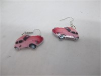 NEW PINK BEETLE ACRYLIC EARRINGS