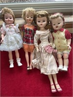 Four antique collector dolls