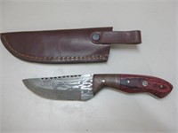 8"  Wood Handled Knife In Leather Sheath