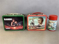 Rambo and Evel Knievel Metal Lunch Boxes