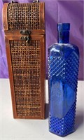 Wine bottle box and Blue decanter bottle