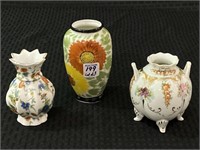 Lot of 3 Sm. Floral Painted Vases