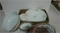 2 boxes Ironstone and Limoges dishware
