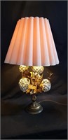 Hollywood Regency metal hydrangea table lamp