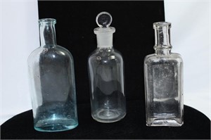 Lot of Three Small Clear Bottles