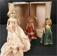 Vintage Dolls In Travel Trunk