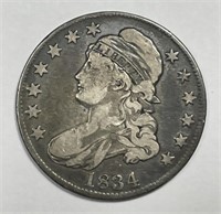 1834 Capped Bust Silver Half Lrg Dt Sm Ltr Fine F