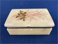 Alabaster Floral trinket box, has a few nicks